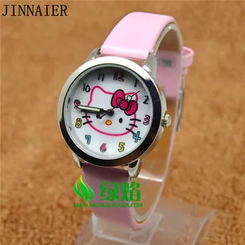 

free shipping 10pcs/lot wholesales hot sales 3D cartoon red KT students kids girls gifts quartz watch small leather wristwatch