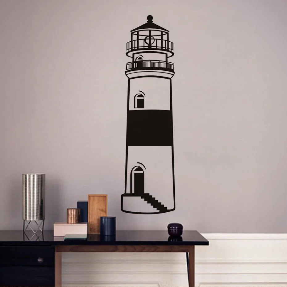 Tall Lighthouse Wall Decal Nautical Ocean Home Interior Removable Vinyl Sticker Bedroom Home Muursticker Wallpaper For Kids Roo