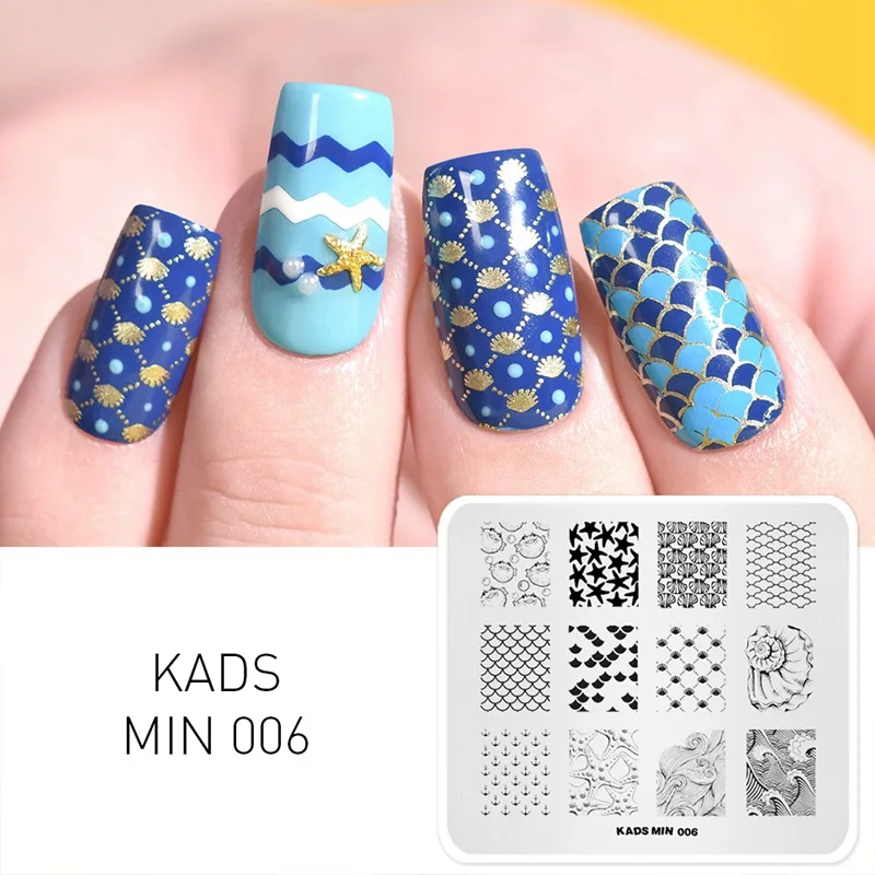KADS шаблон для ногтей Летняя серия изображения для ногтей штамповка пластины трафареты для ногтей маникюр пластины для ногтей дизайн для печати - Цвет: Min 006