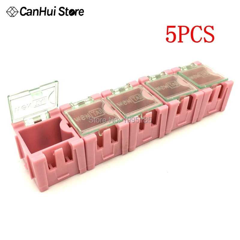 DIY Gereedschap Verpakking Elektronische Componenten Schroef Opbergdoos Verwijderbare Opslag SMD SMT Sieraden чехол для инструментов - Цвет: 1Number Pink 5PCS