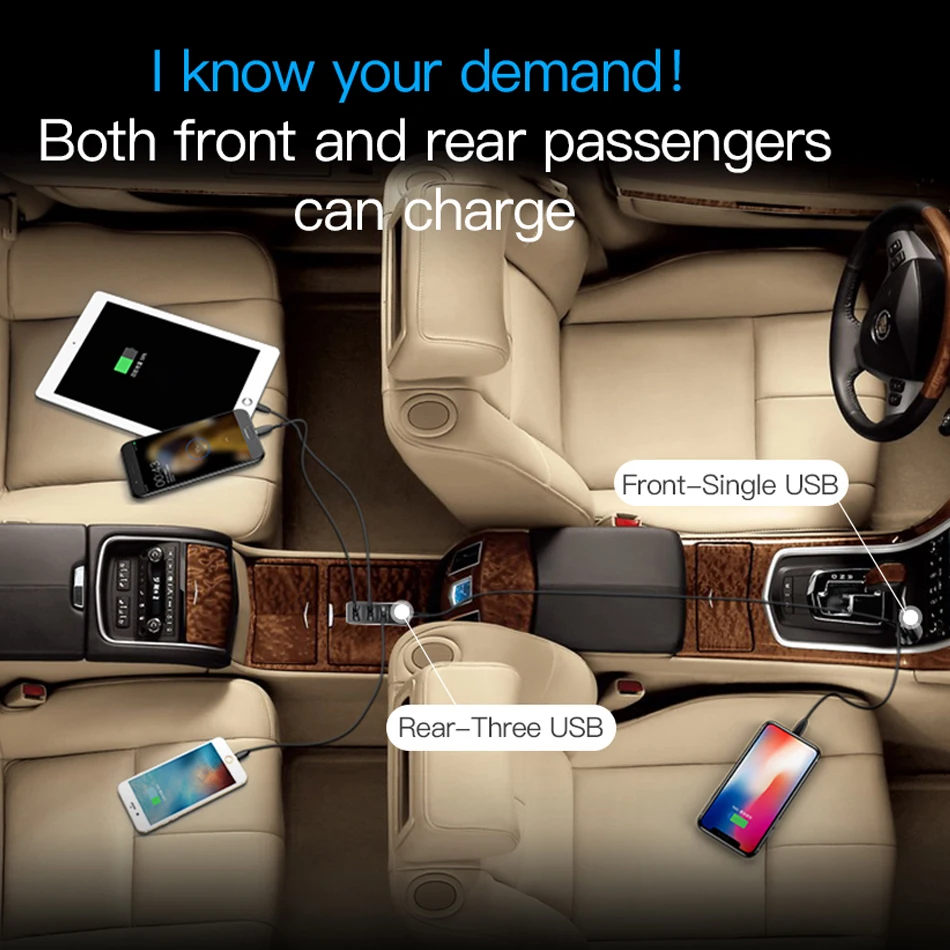 Skup Baseus 4 USB szybka ładowarka samochodowa dla iPhone iPad Samsung Tablet ładowarka do telefonu komórkowego 5V 5.5A samochód adapter ładowarki USB ładowarka samochodowa