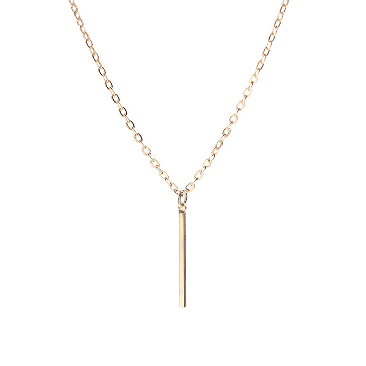 

WLP Simple Accessories Women Necklace Charm Golden Needle Necklace Chain Column Straight Bar Pendant Necklaces for Couple Lover