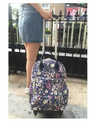 Travel Luggage Trolley Backpacks Bags On Wheels Women Business Travel Trolley Bags Oxford Rolling Wheeled Luggage Backpack Bag - Цвет: refer to photo