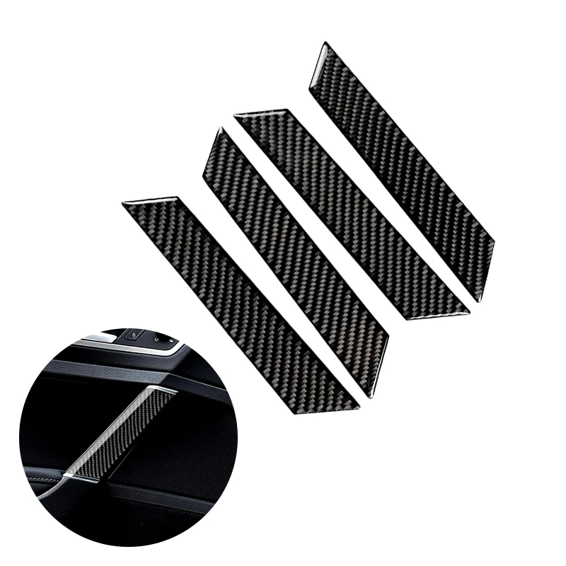 

For VW Golf 7 MK7 VII 2013 2014 2015 2016 2017 4pcs Carbon Fiber Car Interior Window Door Panel Cover Strip