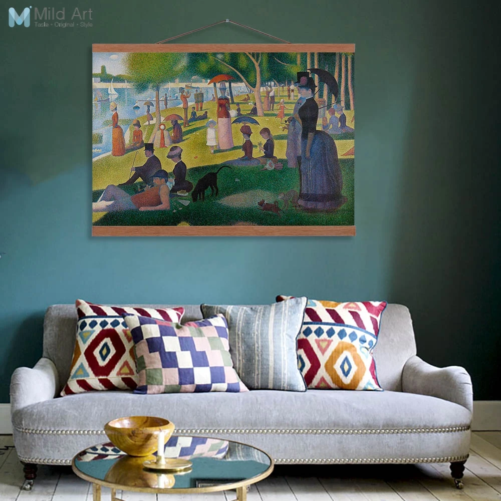 Georges Seurat Sunday On La Grande Jatte Wooden Framed Famous Canvas Oil Painting Living Room Home Decor Wall Art Picture Scroll | Дом и сад