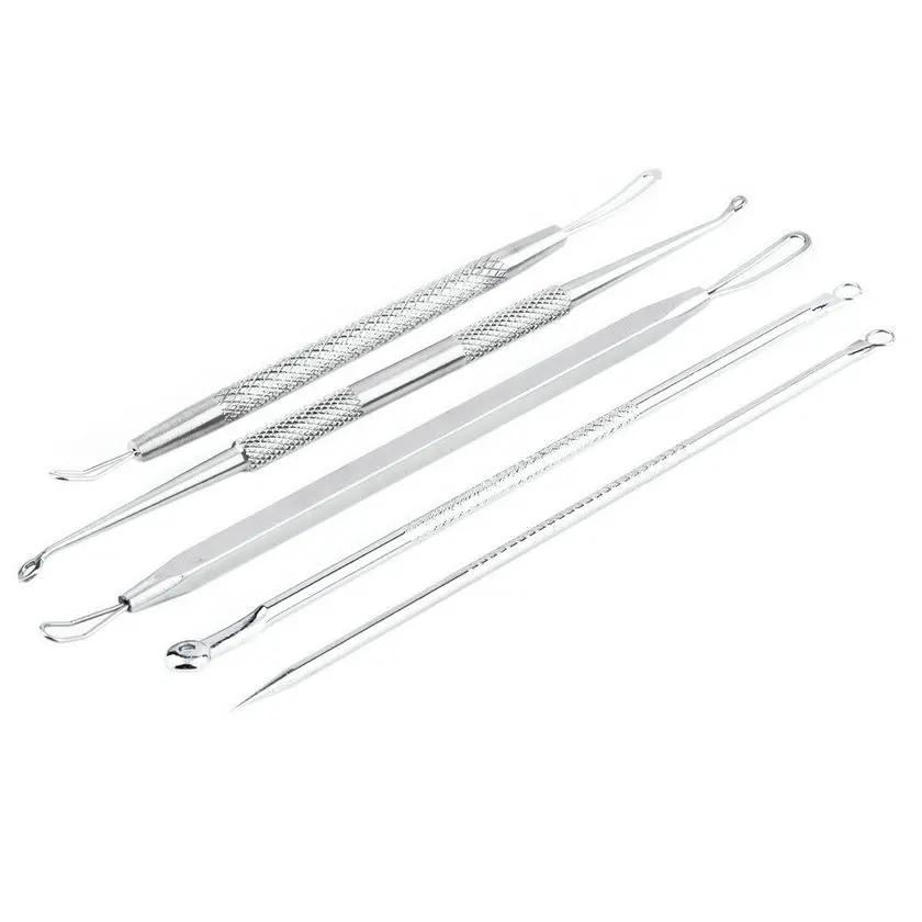 

5Pcs/lot Blackhead Pimple Blemish Comedone Acne Extractor Remover Tool Needle Extractor Tool Set Kit Hot Cheap