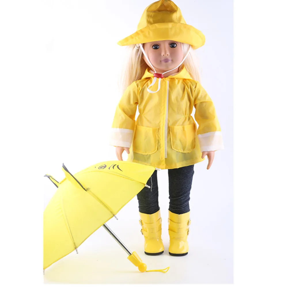 Doll Clothes for American Dolls yellow Rain Outfit Includes Rain Jacket