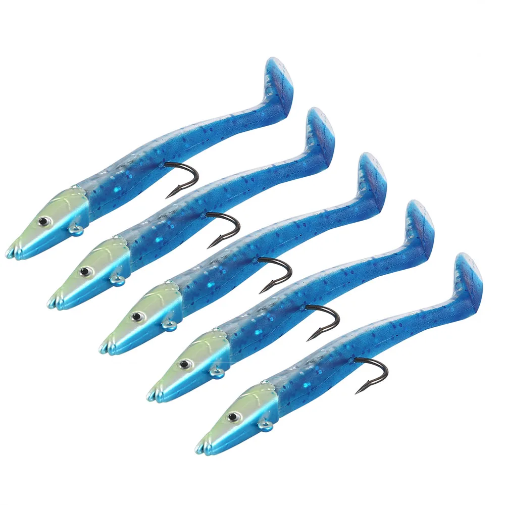 5pcs Lead Head Single Hook Bait PVC Artificial Soft Fishing Lure 11cm