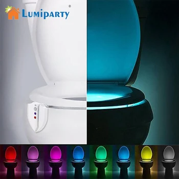 

Lumiparty 2017 Upgraded LED Toilet Light Sensor Motion Activated with UV-C Light Toilet Bowl Light Sensing Seat Night Lamp