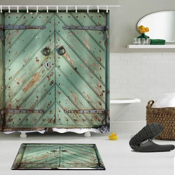 

Door Pattern Shower Curtain Environmental Protection Polyester High Quality Washable Bathroom Decoration Shower Curtain