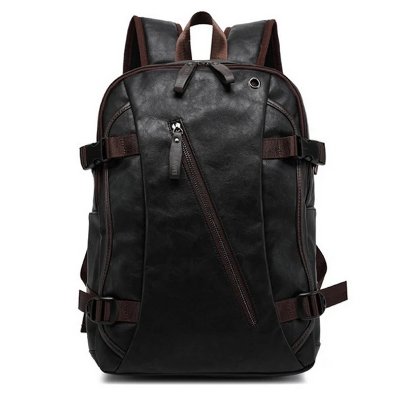 Baiji hombres PU charol mochilas de cuero de moda para hombre Mochila y bolsas de viaje Western College Style bolsas Mochila femenina Baiji hombres PU charol mochilas de cuero de moda para hombre Mochila y bolsas de viaje Western College Style bolsas Mochila femenina
