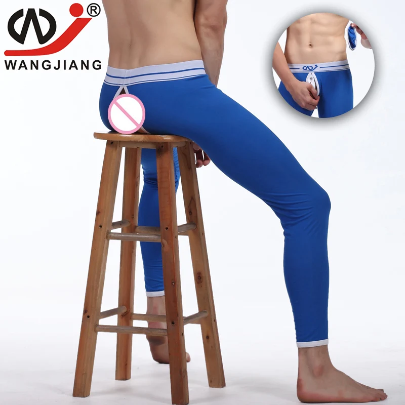 Сексуальные кальсоны Wangjiang мужские спандекс леггинсы мешочек колготки термобелье мужские модные леггинсы с открытой промежностью длинное