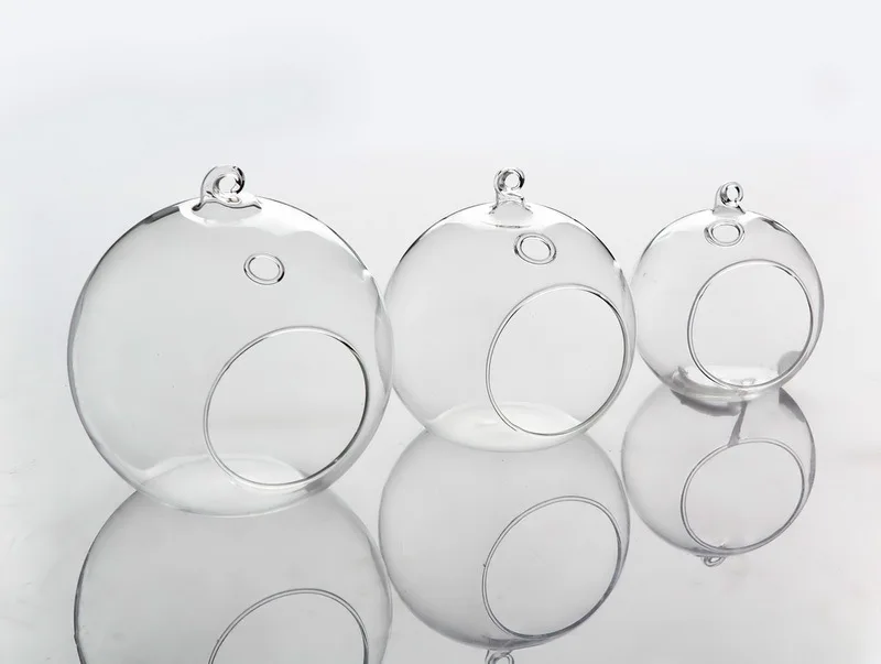 Wholesale 10cm hanging glass candle holders vase, glass christmas ball