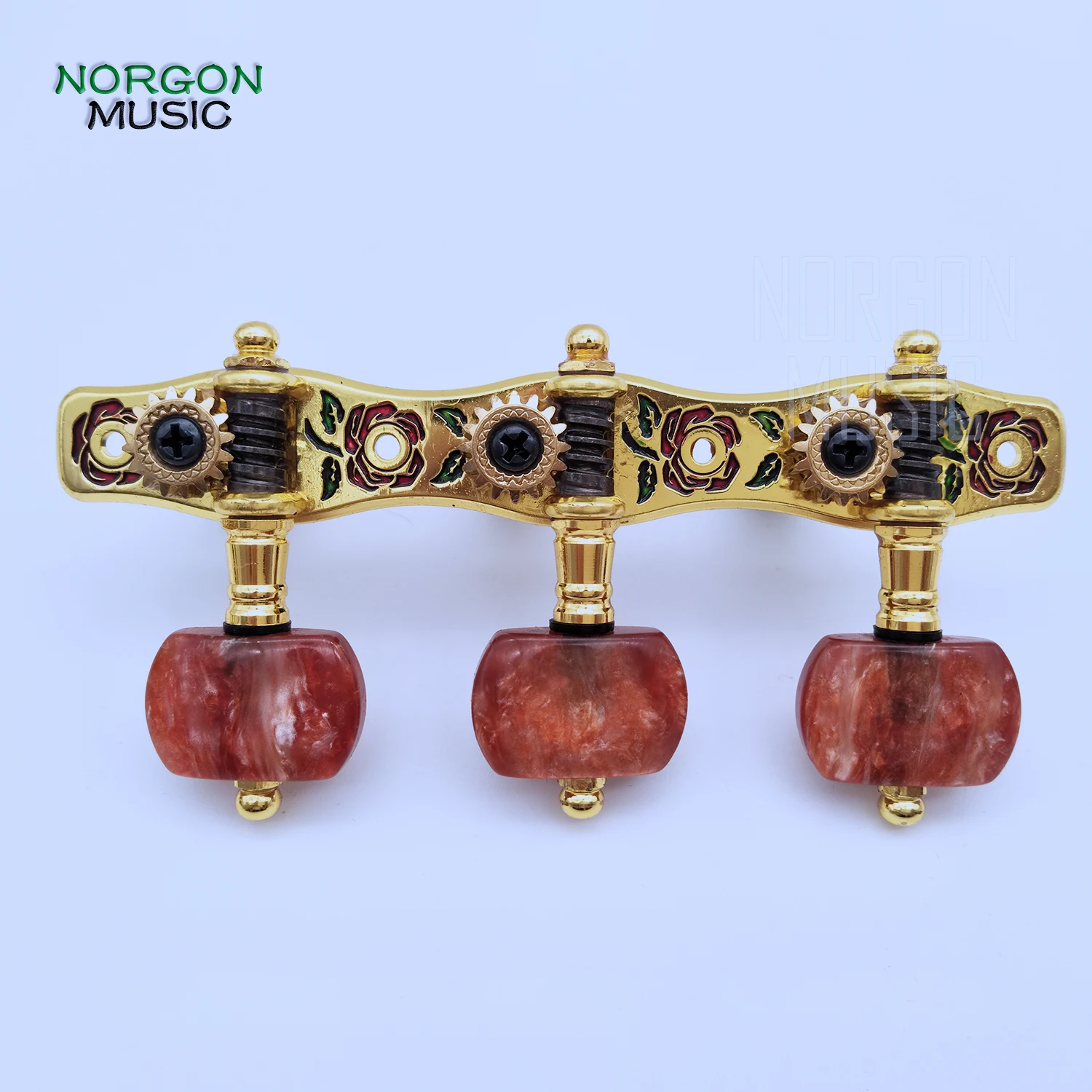 Cena Alicja pozłacane klucze gitarowe stop cynkowy czerwony czarny róża wzór heban gałka akustyczne klasyczne kołki do tuningu AOS 026