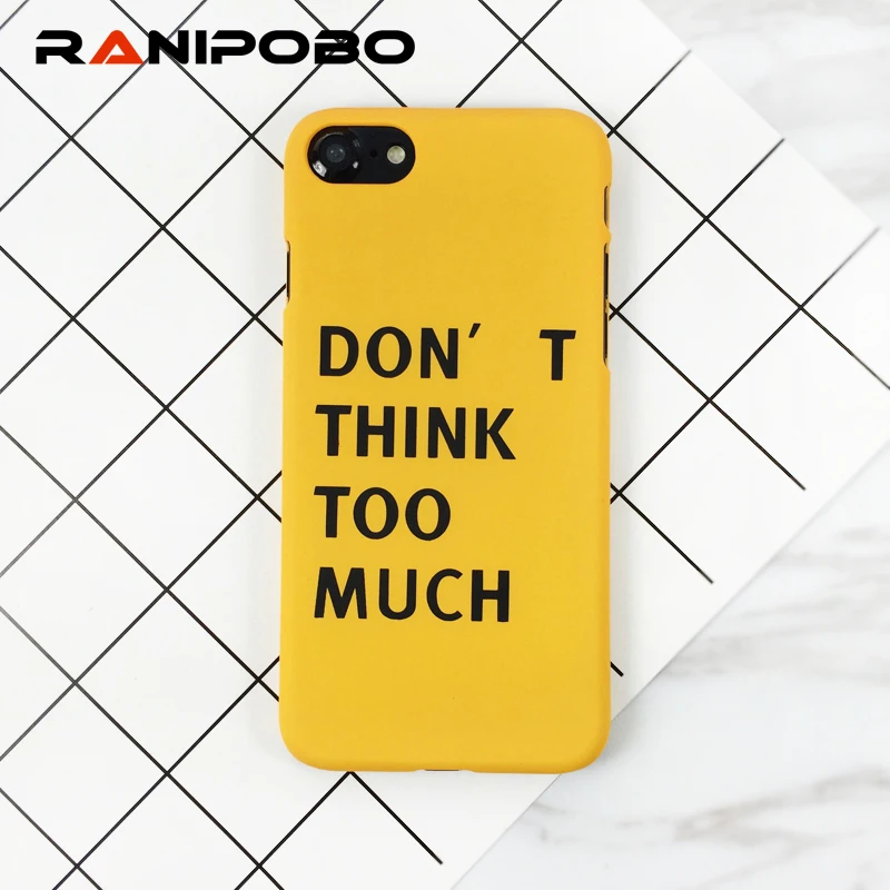 Fashion Scrub Case DON'T THINK TOO MUCH Letter Yellow