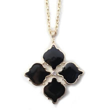New Design Fashion Brand Drops Of Glaze Pink And Black Flower Long Chain Necklace Charm Jewelry Wholesale