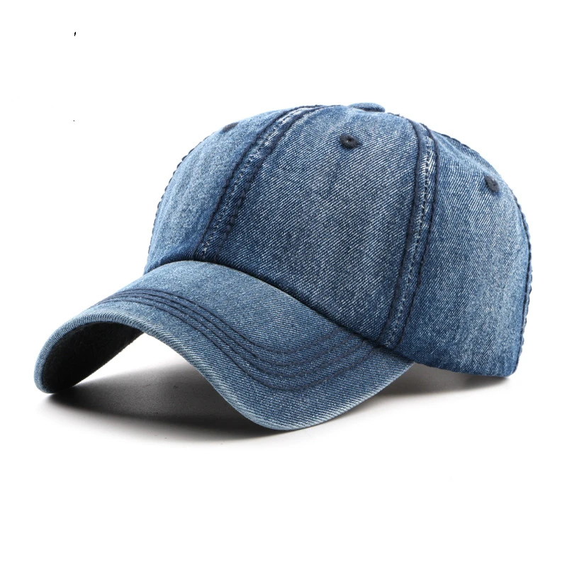 Mens Fashion Washed Cotton Denim Baseball Cap Simple Casual Couple