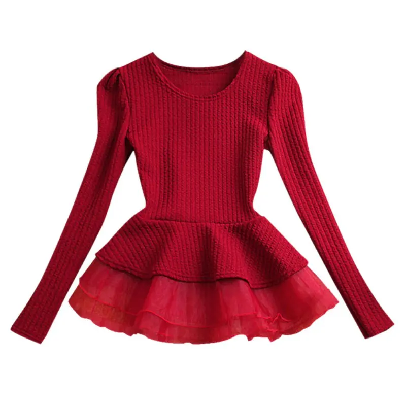 

Elegant Women Crew Neck Cotton Peplum Long Sleeve Tops T Shirt L11