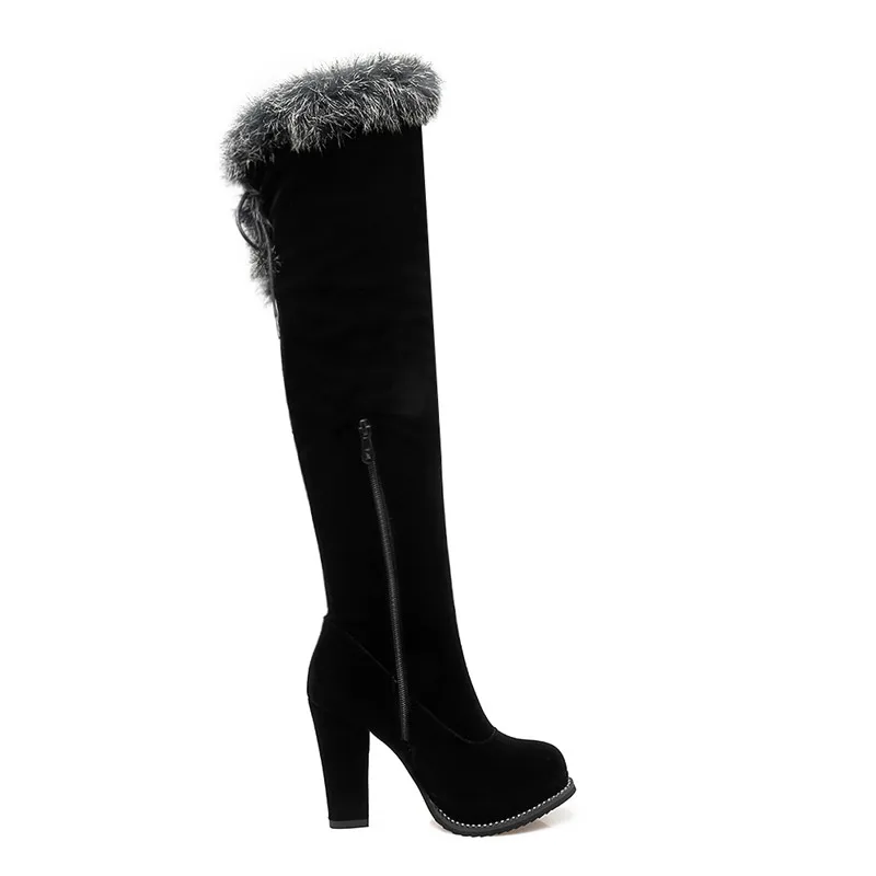 Asumer/зимние женские сапоги выше колена на молнии из флока|knee boots|over knee bootsover the boots |