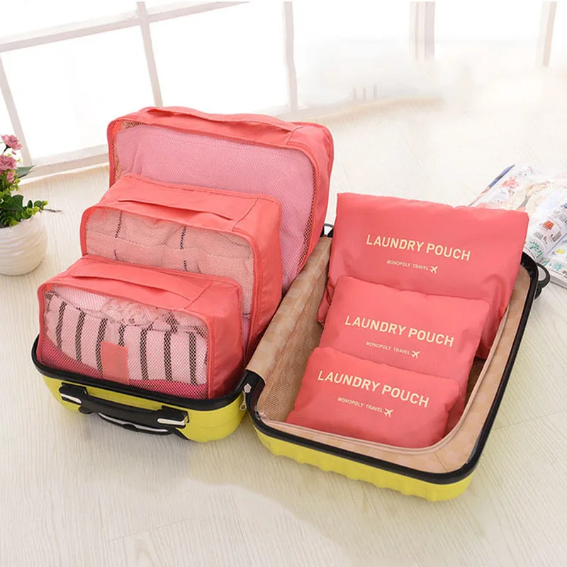 

6 PCS Travel Storage Bag Set For Clothes Tidy Organizer Wardrobe Suitcase Pouch Travel Organizer Bag Case Shoes Packing Cube Bag