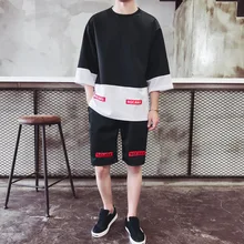 Новинка, мужской спортивный костюм, свободный комплект в стиле хип-хоп, летние мужские костюмы, толстовка, мужские костюмы, летний дизайн