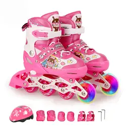 Один комплект для взрослых и детей прекрасный роликовых коньках обувь Шлем Колено защитные принадлежности Регулируемый Моющийся PU колёса