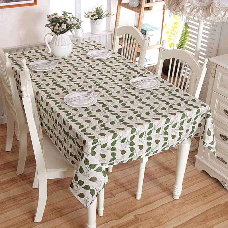 Cotton Linen Tablecloth Garden Table Cover Mat Small Green Tea