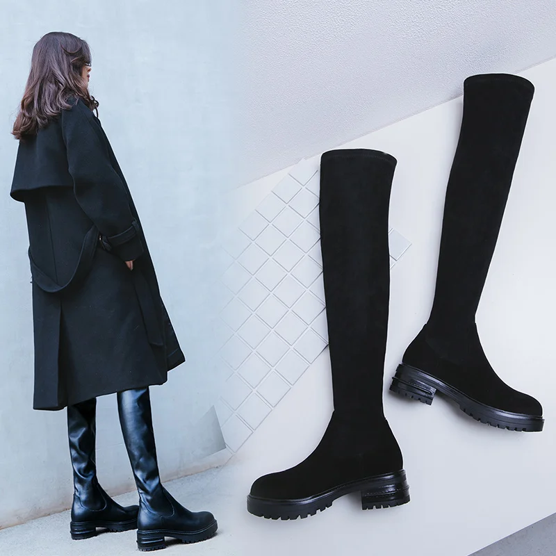 Новое поступление; женские ботфорты; сезон осень-зима; Теплая обувь на высоком каблуке; пикантная женская обувь из натуральной кожи для ночного клуба