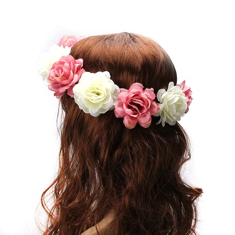 M Mism 2020 Women Rose Flower Crown Hair Band Wedding Flower