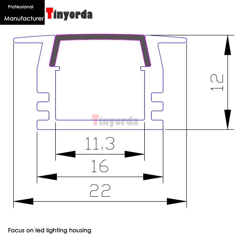 Tinyorda 10 шт.(длина 1 м) полоса Alu светодиодный профиль канала для 11 мм Светодиодные полосы света [профессиональный производитель] TAB2212