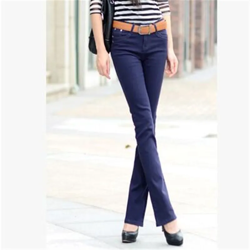 Осень г. женские женская одежда новые джинсовые штаны для летние джинсовые Чистый цвет цены продвижения брюки KG164 yagenz - Цвет: navy