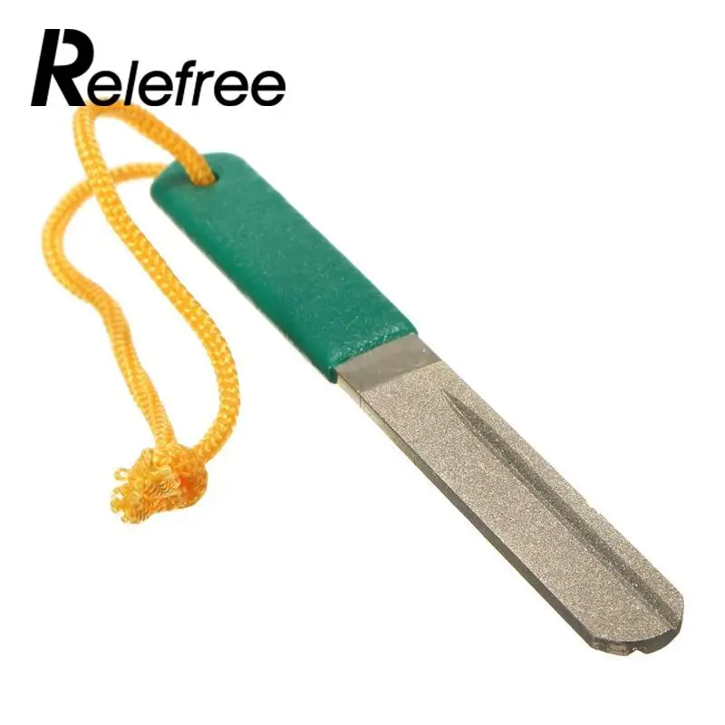 Relefree الأخضر 2 الوجهين الأخدود الماس الصيد هوك شحذ شص مبراة الصيد معالجة مربع الصيد اكسسوارات سهلة الاستخدام