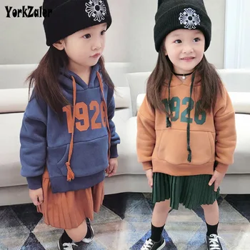 

Yorkzaler Kids Princess Dresses For Girls Long Sleeve Letter Pleated Hooded Girl's Dress Toddler Baby Cotton Clothes Size 3T-7T