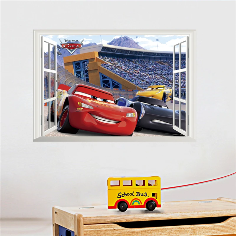 3d наклейки на окна disney cars lightning mcqueen домашний декор для спальни Наклейки стены из
