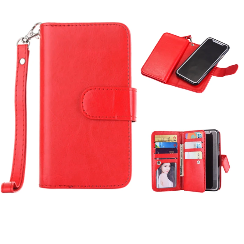 

Wallet Case For iPhone X XS XS Max XR Luxury Genuine Leather Back Cover for iPhone XSMax XR Phone Bag Flip Cases With Hand Starp