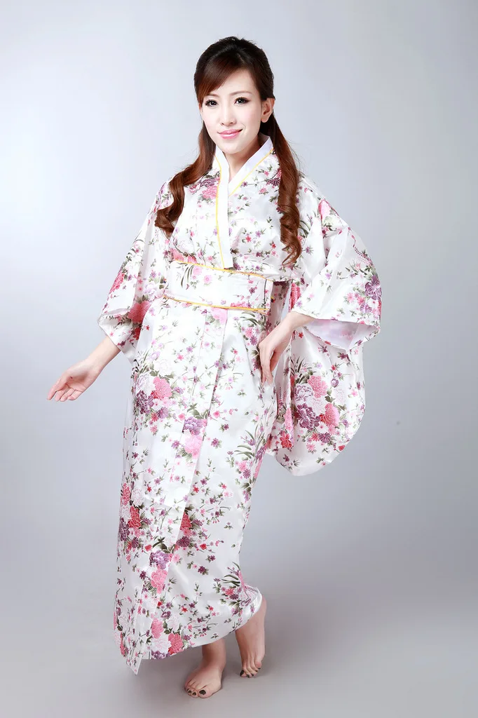 Шелк Новое поступление японские кимоно платье Винтаж кимоно Оби Производительность платье для танцев Косплэй костюм женский юката 17