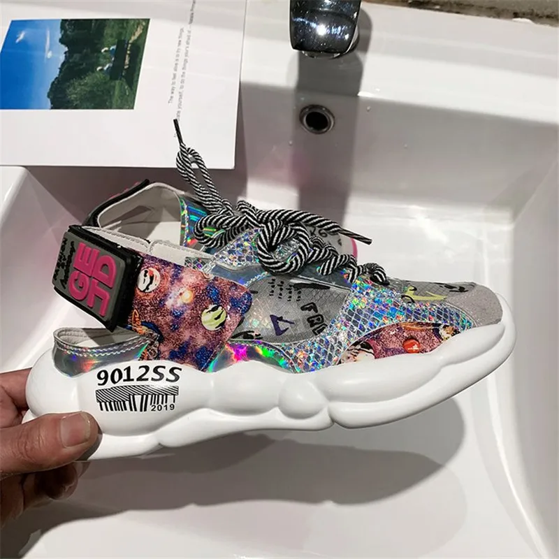 

Women Chunky Sneakers Platform 5cm Thick Sole Ladies Casual Vulcanize Shoes Web Celebrity Dad female fashion Sneakers Designer