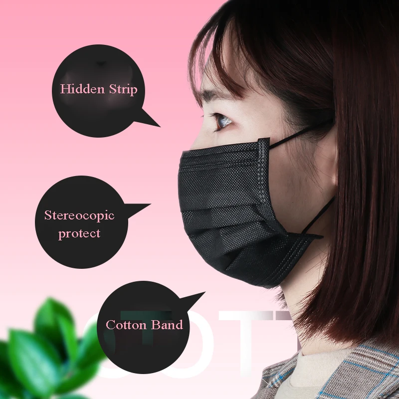 

50pcs Disposable Black Mouth Mask Supplies 4 Layer Non-vowen Face Mask Design for Microblading Tattoo Accessories Beauty Salon