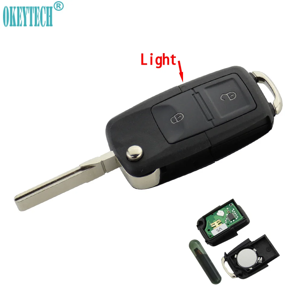 OkeyTech 2 кнопки дистанционного управления брелок 434 МГц ID48 чип для VW Seat Golf Passat Polo Beetle