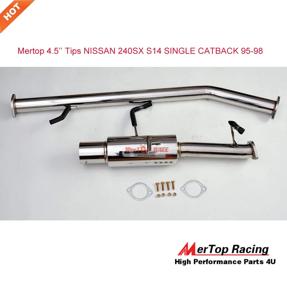 Mertop 4," наконечник Catback выхлоп для 95-98 240SX S14 одиночный из нержавеющей CATBACK выхлоп