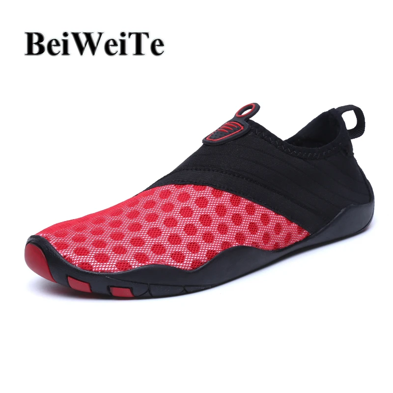 Для женщин Красный для носки Босиком тонкие обувь для воды дышащая быстросохнущая одежда заплыва aqua обувь нескользящие легкие Прогулки Открытый Спорт