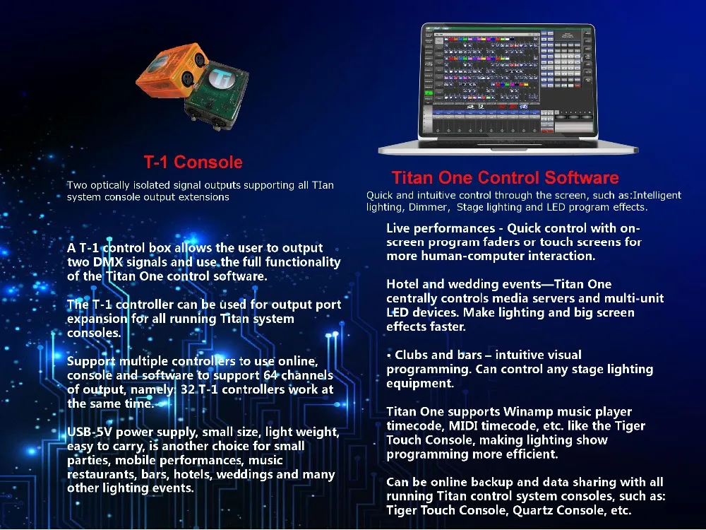 Горячая продажа сценическое управление ling программное обеспечение T 1 консоль DMX управление Лер или DMX управление программное обеспечение