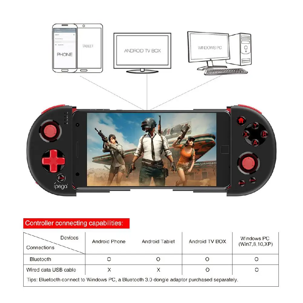  PG-9087 Wireless Bluetooth Android Gamepad Telescopic Game Controller Smartphone Joystick Tablet Jo