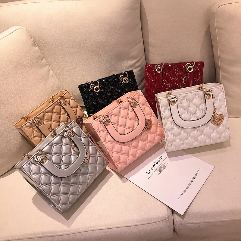 

Luxury Brand Tote bag Fashion New High Quality Patent Leather Women's Designer Handbag Lingge Chain Shoulder Messenger Bag