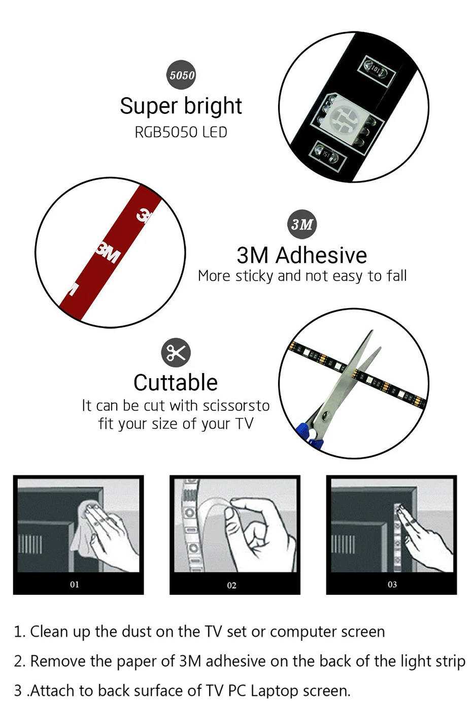 5 В USB мощная светодиодная лента Licht RGB 5050 SMD Bluetooth настольная Светодиодная лента verlichting PC экран ТВ ПОДСВЕТКА Verlichting 50 см 1 м