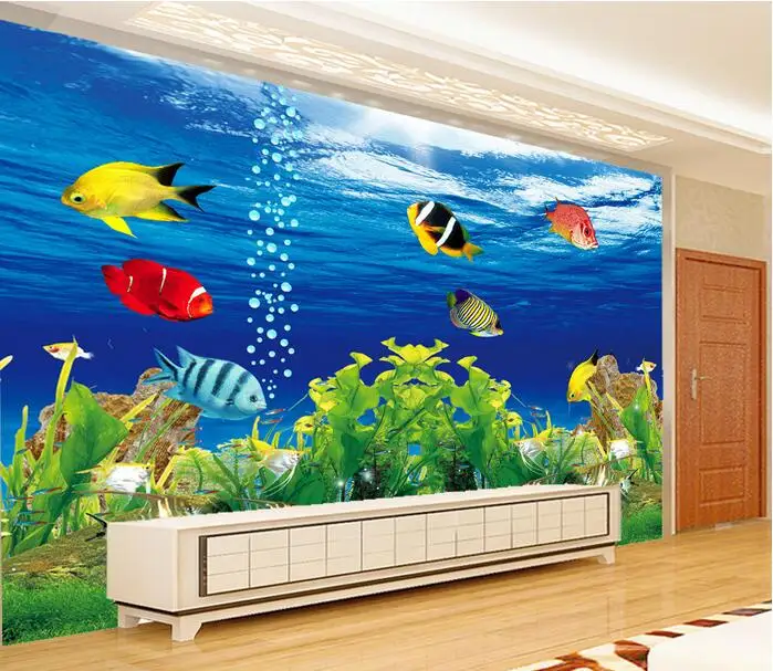 

3d room wallpaper custom photo mural Ocean underwater world aquarium background 3d wall murals wallpaper for home decor
