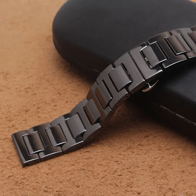 

Pure Ceramic 14mm 16mm 18mm 20mm 22MM watchband white black watch bands straps Butterfly Buckle for diamond wristband men women