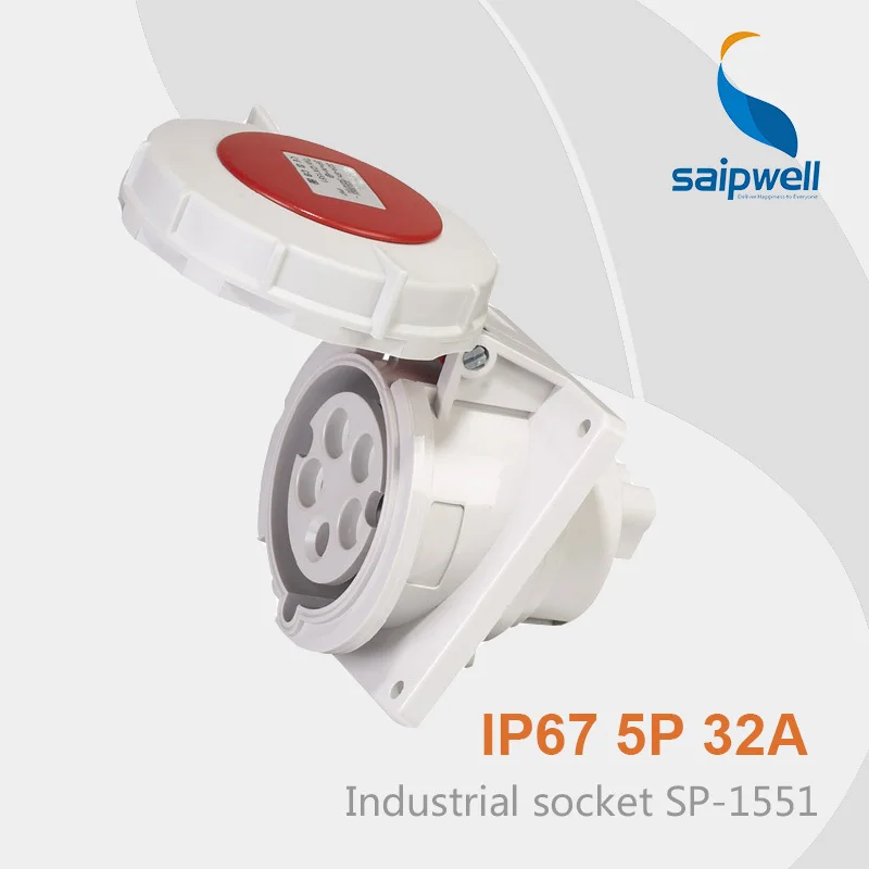 

Saipwell IP67 ac Socket Waterproof 5 pin Socket 32a Power Socket SP-1551 High Quality