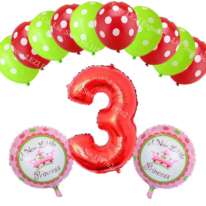 13 шт. день рождения Красный номер 1 2 3 года воздушный шар с Минни-Маус вечерние украшения фольги шар точка латексные воздушные шарики, детские игрушки Baby shower - Цвет: Red 3