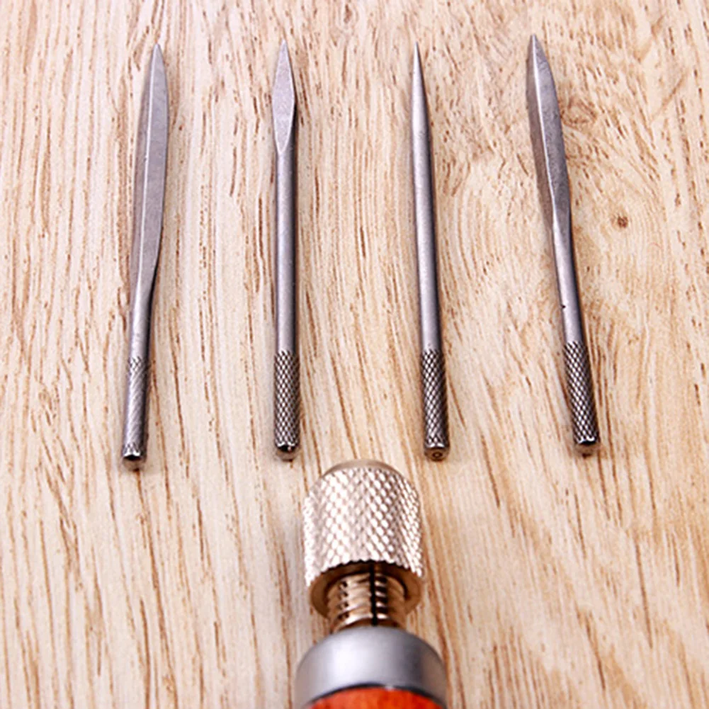 4 в 1 DIY деревянная ручка прострочка кожи шило для нитки шитья царапин инструменты